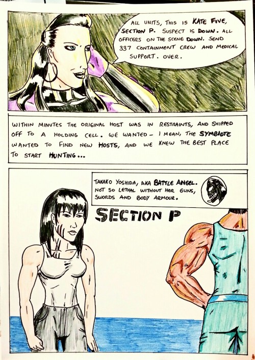 Kate Five vs Symbiote comic Page 5  The introduction of Section P and Battle Angel