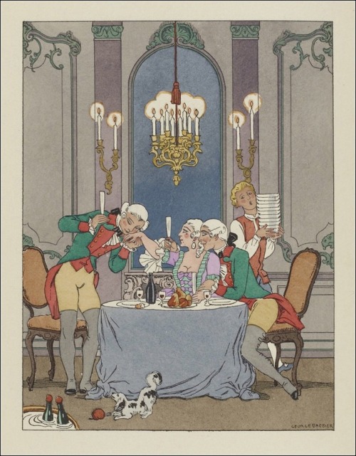 Illustrations by George Barbier fromLA DOUBLE MAÎTRESSE, by Henri de Régnier (1928).