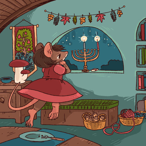 thegorgonist:Chag Sameach! A new Hanukkah series for 2022. Our mouse friend on the first night.