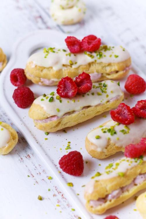 Raspberry White Chocolate Eclairs | Days of Jay