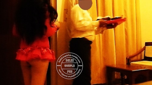 And she teases the room service guy. 2 camera angles. Hope you like the pics.