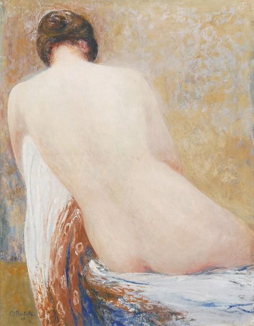 dutch-and-flemish-painters: fleurdulys: Sitting Nude - Constant Montald 1923 Constant Montald (Ghent