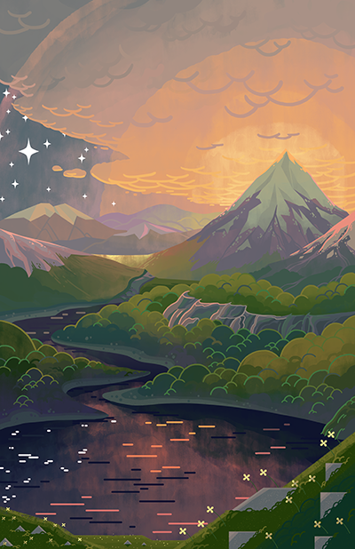 redgryphon:    Commission I did for a friend who wanted a warm-toned landscape. 
