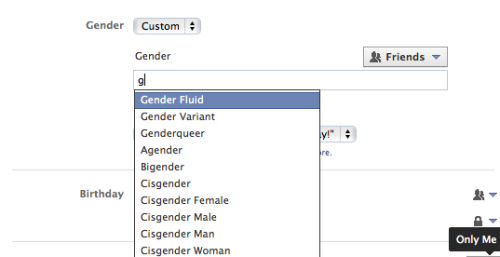 Facebook now has the option to customize your gender! Good for you Facebook.