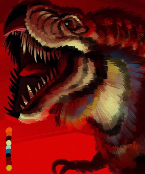 Dino/Huevember#7:Tyrannosaurus Rex! The grittiness is really in there with this one ._.