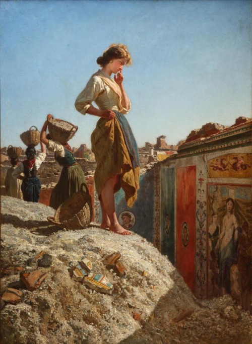vizuart:Filippo Palizzi - Thoughtful girl at the Pompeii’s excavations (1865)