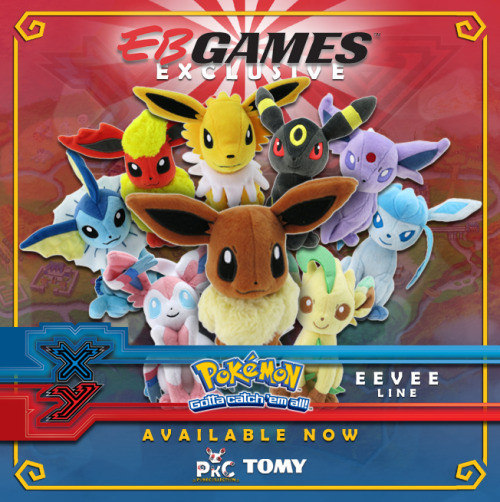 Eevolutions Plush are now available at EB Games stores across Australia!  Source: PokeColl