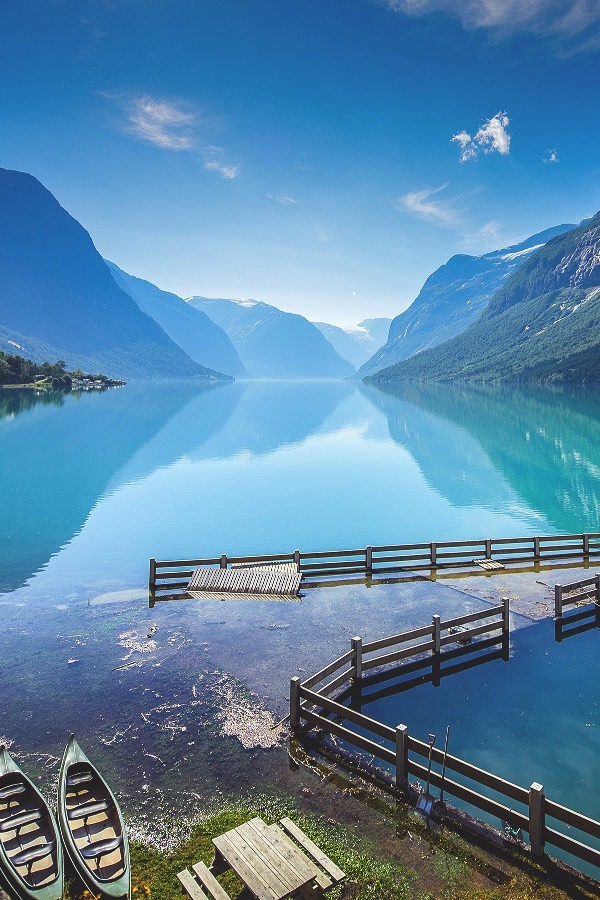 laterooms:  Lake Lovatnet, Norway. The perfect place to dock for a little picnic,