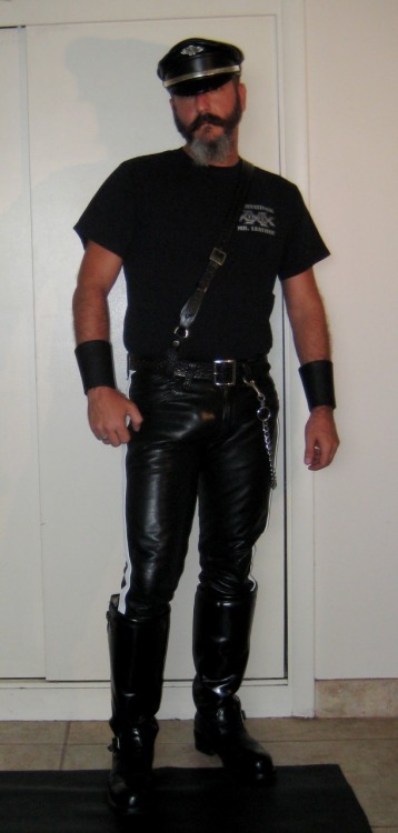 July 17, 2009.  The pants were a gift from my cub.  They were his first pair of leather pants.  They