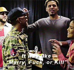 loveforchristophabrown:  laughflirtlive:  kanyeschild: Cole jokes around with Big Sean and Jhene Aiko about the time Jhene said she’d kill him in “Fuck, Marry, or Kill.” (x)  Don’t worry Jermaine I’d marry you :)  ^ Bruh yas 