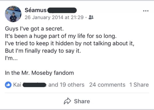 Four years ago today I was too afraid to come out, so I came out as a fan of Mr Moseby from the Suit