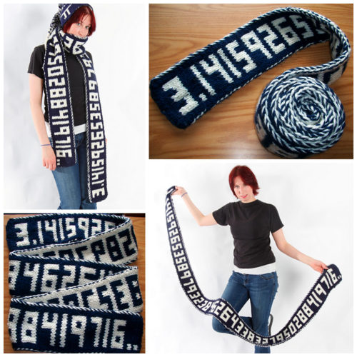 knithacker: Happy Pi Day! Now Make This Double-Knit Pi Scarf, Would Ya? It Keeps Going and Going &he