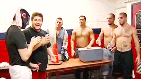 mith-gifs-wrestling:From spitting out beer to spitting out champagne!  🍻 🥂