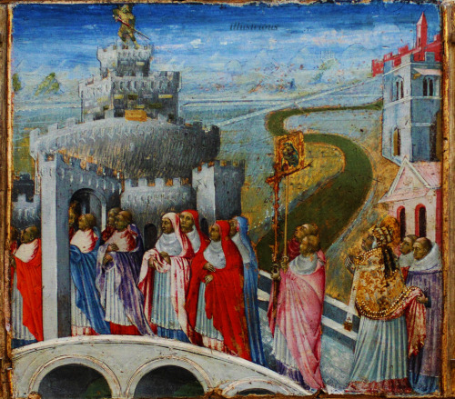 1465 -1475 The Procession of Saint Gregory to the Castel Sant’ Angel - Giovanni di Paolo