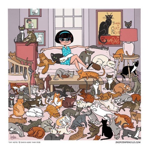 Happy #internationalcatday - my Cat Hotel print available at shopzenpencils.com
