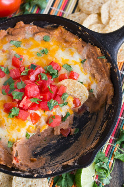 verticalfood:  Cheesy Homemade Bean Dip Skillet