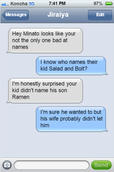 textingninjasofkonoha:  Minato and Jiraiya talking in heaven.