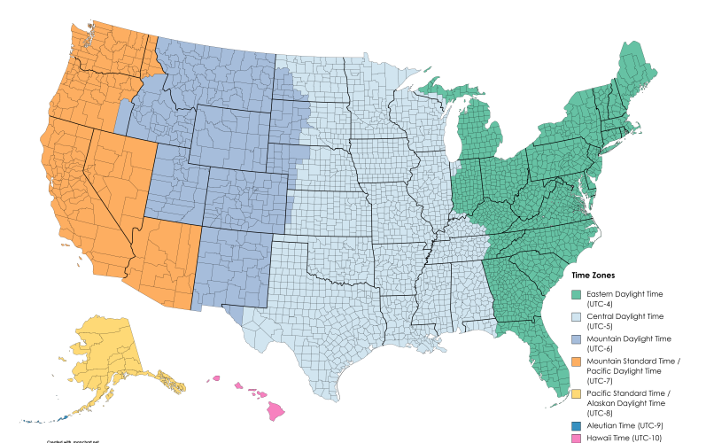 Timezone for the US Daylight Time is made... Maps on the