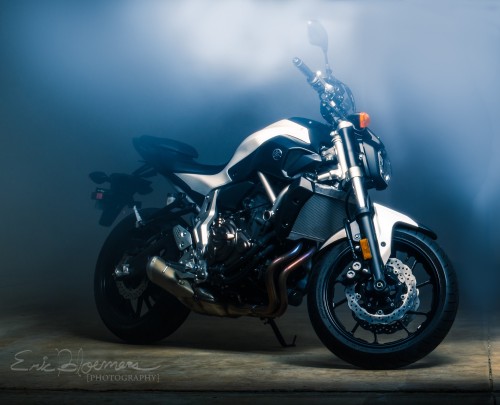 a Yamaha FZ-07, some smoke, and a little light painting. http://ericbloemersphotography.com