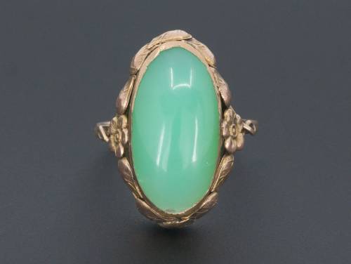 allaboutrings:14k Gold Chrysoprase Ring