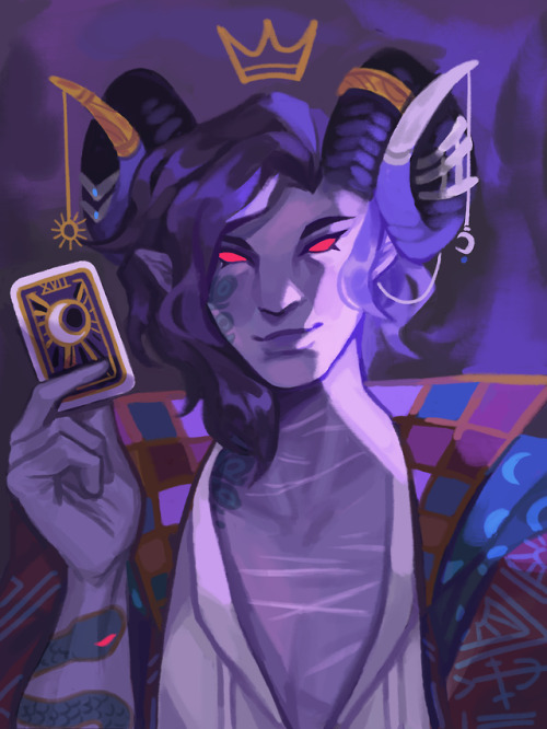 transmollymaukk:joojabirra:fortune, fortune, smiling fate[ID start/ A digital drawing of Mollymauk f