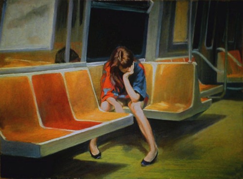 124:  “Q Train”, Nigel Van Wieck pastel on paper, 22″ x 30″, 1990 