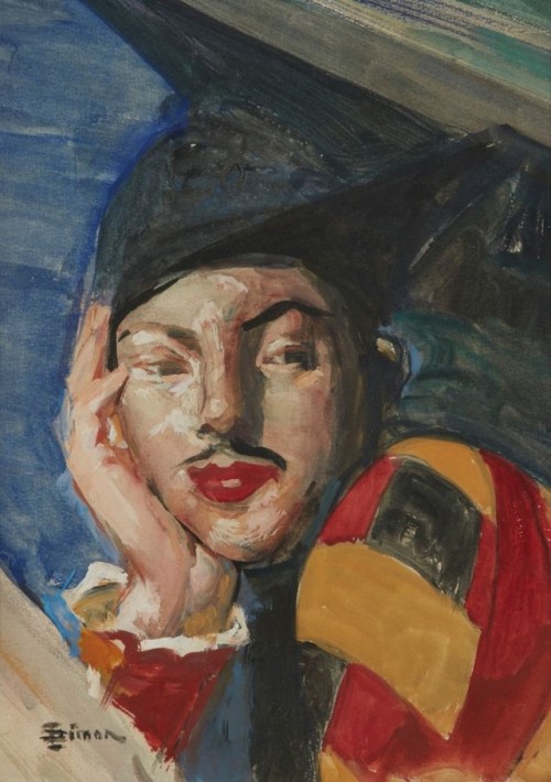 Portrait d'arlequin     -    Lucien SimonFrench, 1861 - 1945Gouache, 3