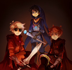 aryll:  this is an unapologetically self-indulgent johndavekat AU I’ve been developing with @auxanges, where dave and karkat are competing to become the knight to a certain heir to the throne. who will win john’s heart? dave?? karkat??? both???? (the