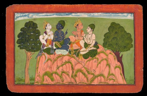 Hanuman brings Rama and Lakshmana to meet Sugriva
