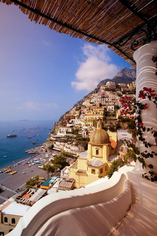     The Italian village of Positano in Campania, Italy. 