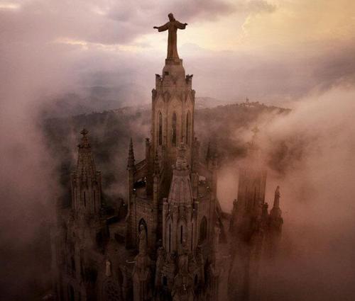 evilbuildingsblog:  Expiatori Del Sagrat Cor, Mount Tibidabo, Barcelona, Spain