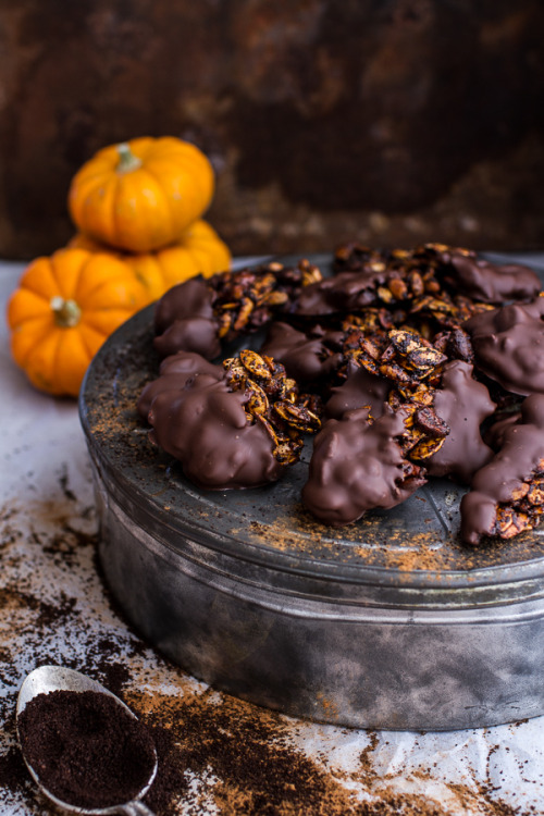 do-not-touch-my-food: Chocolate Dipped Coffee Roasted Pumpkin Seed Clusters 