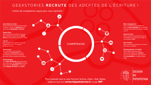 Visuel de recrutement pour le site d’actualité GeekStories