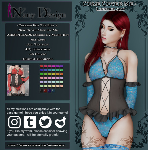  Come Cover Me (Lingerie Set)Base Game CompatibleARMS/HANDS Meshes BY “MAGIC-BOT”     ht