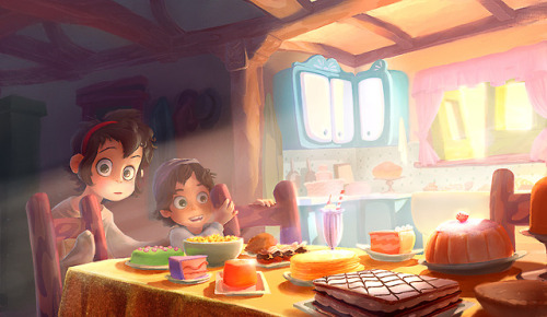 morgan-le-henry:Happy to share with you the first painting I made for an art book about Hansel &