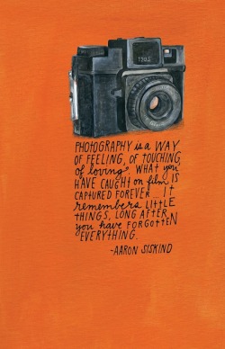 photojojo:  San Francisco based illustrator Lisa Congdon has designed a new journal filled with inspiring quotes from the masters of photography. Inside are 128 lined pages dotted with typeset quotations and loads of artwork.  You can pick up a copy