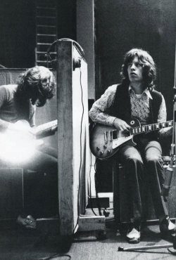 keepcalmandtibruciolerose:  Mick Jagger &amp; Mick Taylor during the recording of “Let It Bleed” 1969  