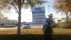 revolutionarykoolaid: sixpenceee: Seen outside a Texan mosque.  salute 