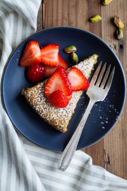 sweetoothgirl:  Gluten-Free Pistachio Rose Water Cake with Rose-Scented Strawberries 