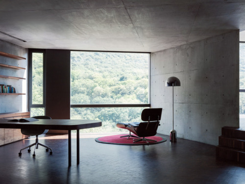 archatlas:  Ventura House in MonterreyThis house by Mexican architect Tatiana Bilbao comprises a cluster of five-sided concrete blocks that emerge from a forested hillside to offer panoramic views towards the city of Monterrey. The uneven terrain informed