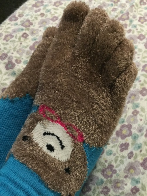 These cute fuzzy bear TOE socks are now for sale in my weebly shop!