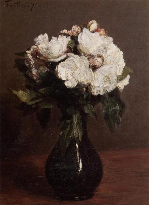 artist-latour:White Roses in a Green VaseMedium: oil,canvas