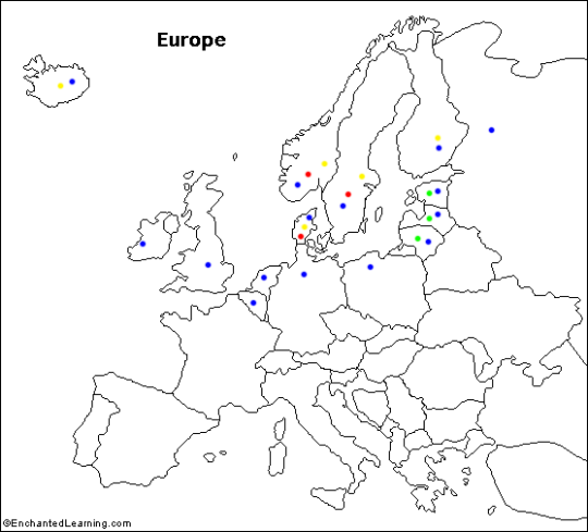useless-estoniafacts:  This is Europe. People live there. Europe has looots of countries, both big and small. Since there are so many countries people like to group them somehow to make their life easier.  The countries with red dots are SCANDINAVIAN