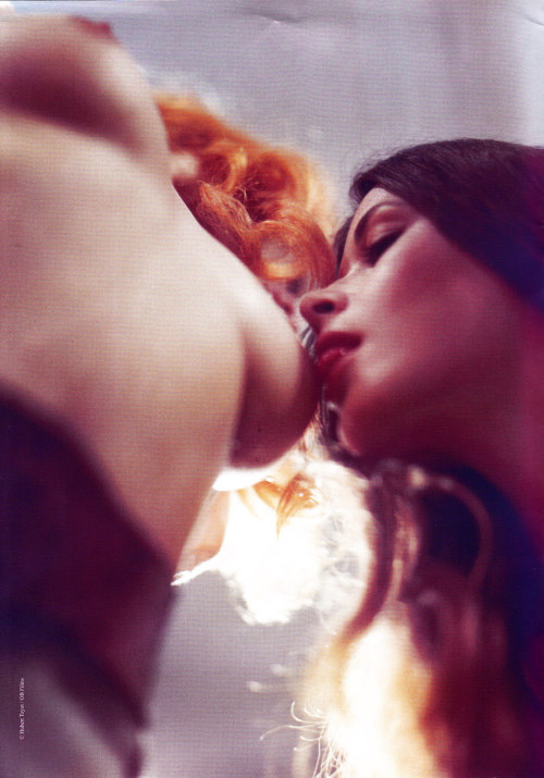 Joelle Coeur (right) and Marie-France Morel on the set of “Fly Me the French Way” (1974) aka “Bacchanales sexuelles” aka “Tout le monde il en a deux”