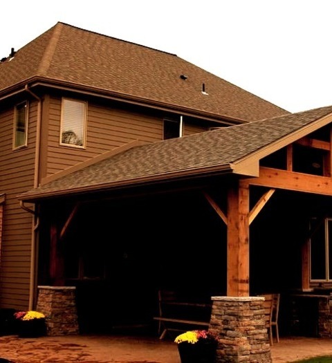 Outdoor Kitchen Outdoor KitchenPatio Kitchen - Large Craftsman Backyard Stamped Concrete Patio Kitchen