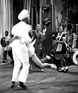 theladybadass:  Frances “Mickey” Jones (with William Downes in uniform) Norma Miller (with Billy Ricker in chef’s hat) Willa Mae Ricker (with Al Minns in white coat) Ann Johnson (with Frankie Manning in overalls)  1941 film Hellzapoppin’ 