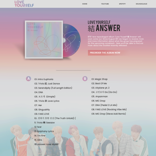 jungshiii: LOVE YOURSELF  結 Answer  ━  tracklist. [ do not repost ] 