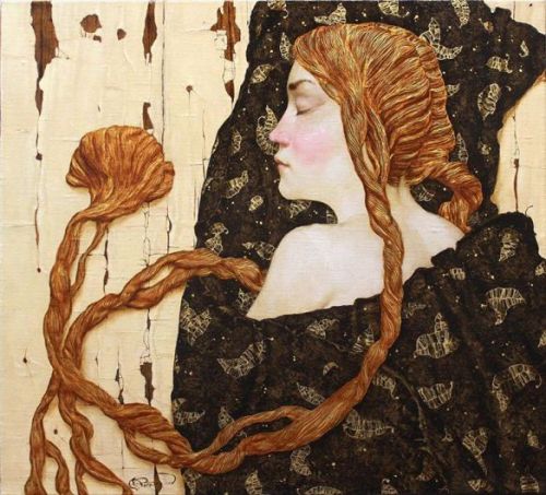opticallyaddicted:Artem Rogowoi’s Oil and Gold Leaf PaintingsArtem Rogowoi’s oil and gold leaf paint