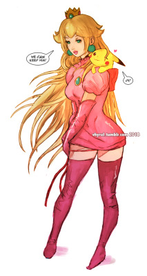 vhyrel:My blog turned 3 this month. Three years ago, I posted Peach with Pikachu (my first post on Tumblr). So here they are again, three years later.