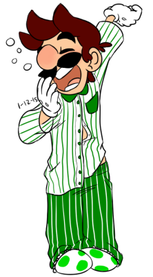 scarvenrot:  Year of Luigi 12/365 do you think Luigi sleeps with his gloves on 